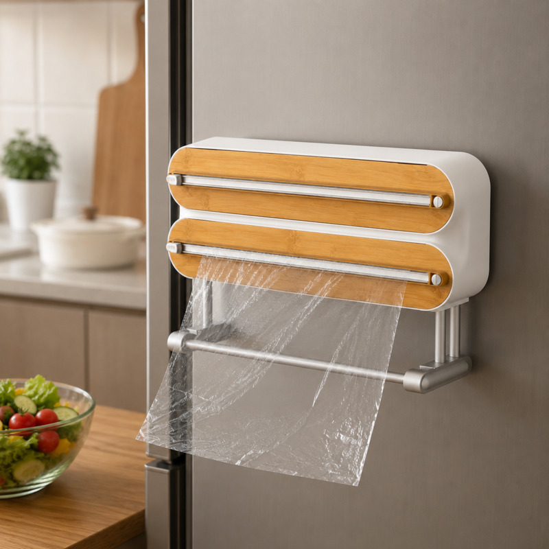 Kitchen Baking Tray Storage - Distributeur de film alimentaire magnétique, coupe-film,